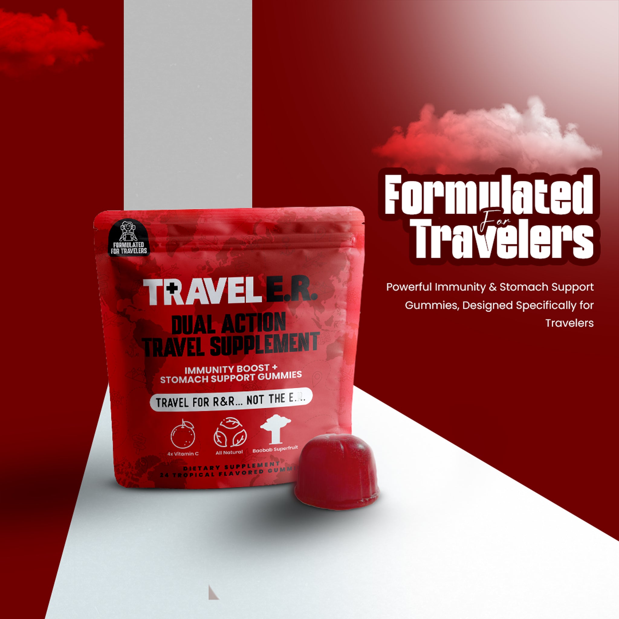 Travel-ER Gummies: soImmunity + Stomach Support for People on the Move